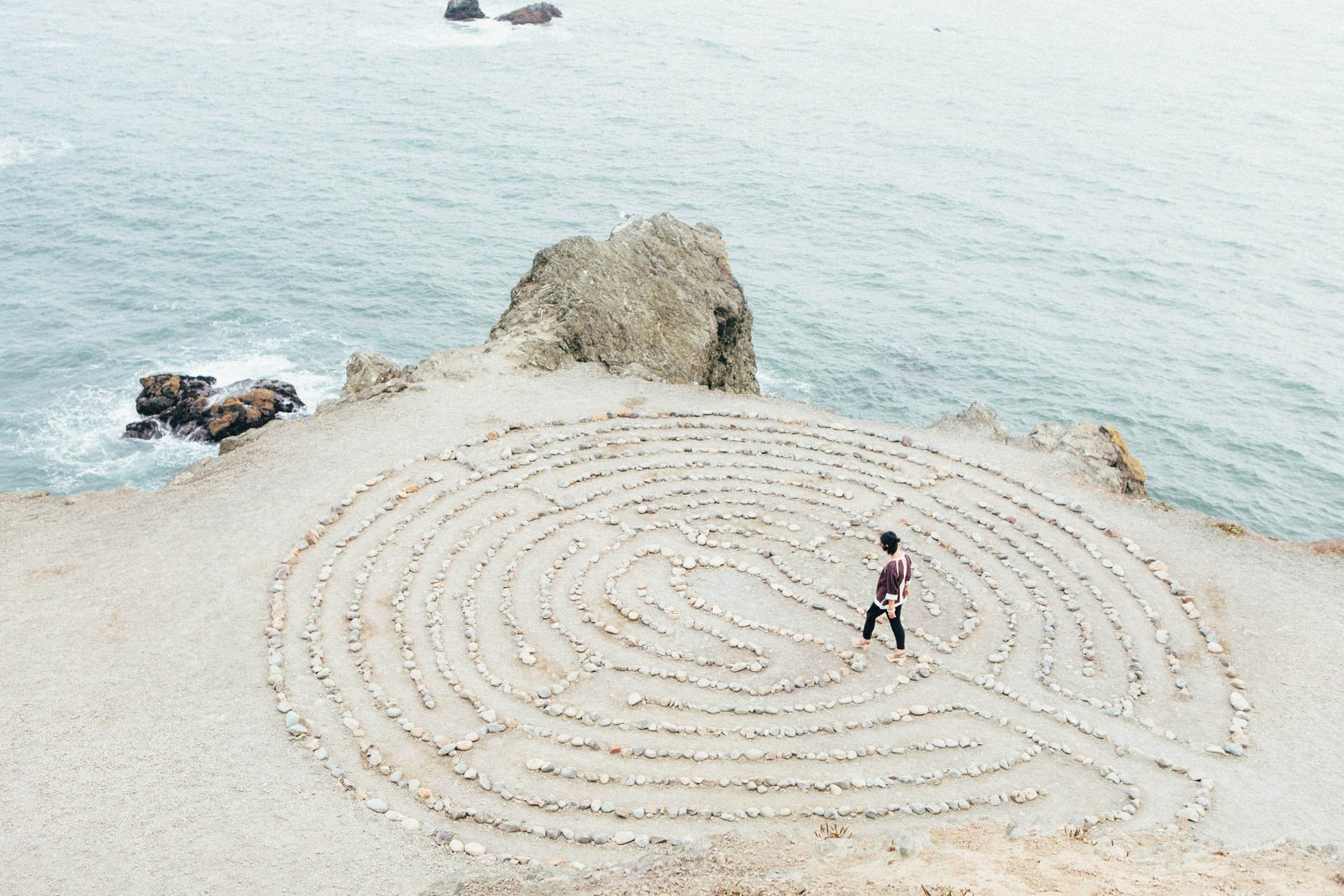 Person Walking in a Rock Labyrinth 